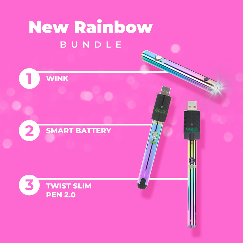 Product bundle with Wink, Smart Battery, and Twist Slim Pen 2.0 on a pink background