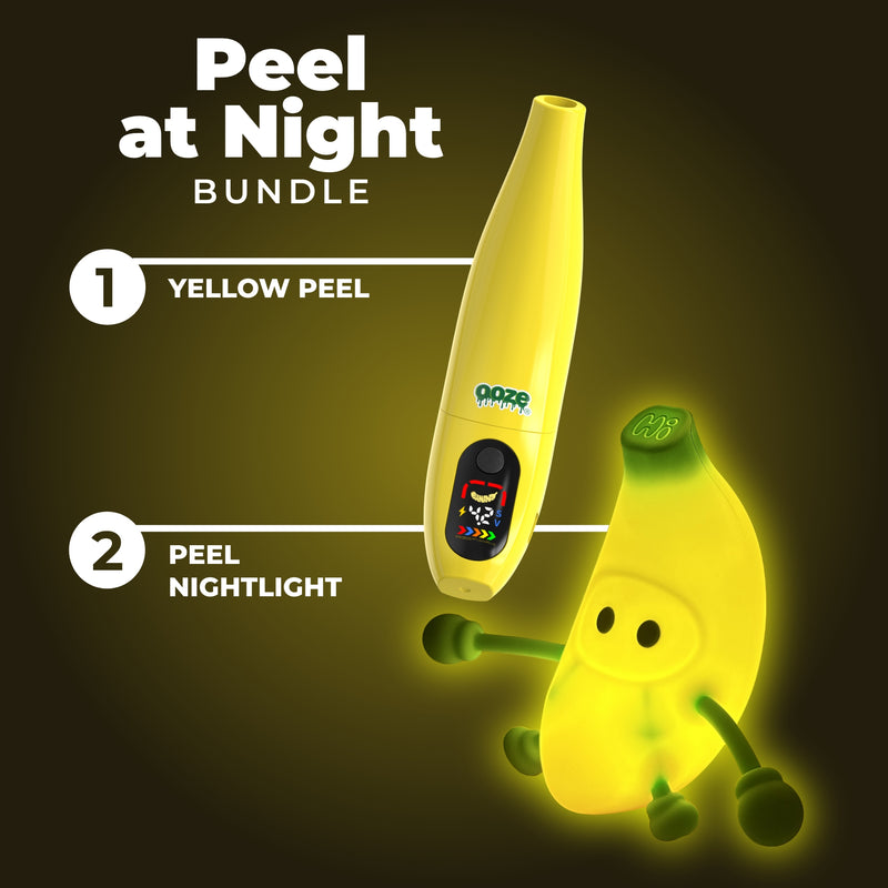 Yellow peel and peel nightlight with 'Peel at Night Bundle' text on a dark background