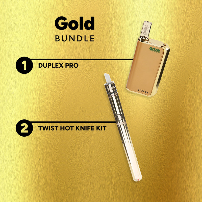 Gold Bundle with Duplex Pro and Twist Hot Knife Kit on a gold background