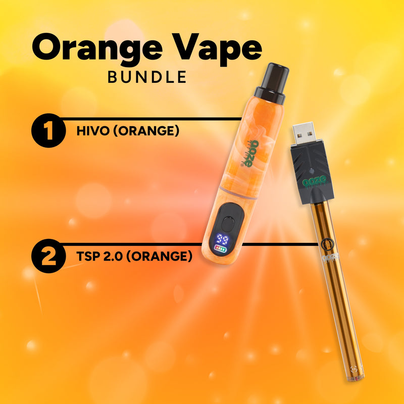 Orange vape bundle with HIVO and TSP 2.0 on a bright orange background