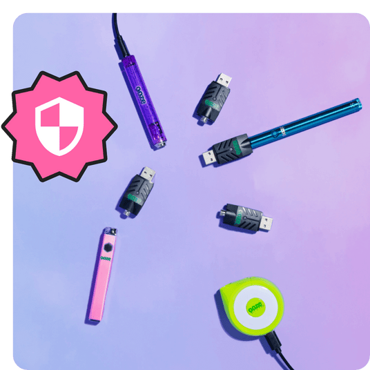 Ooze unique vape batteries are attached to 510 vape battery chargers