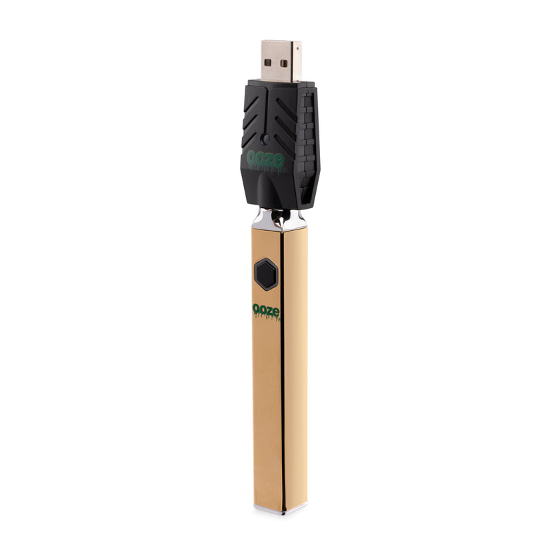 Diagonal view of Quad Gold Square Vape to display flat sides