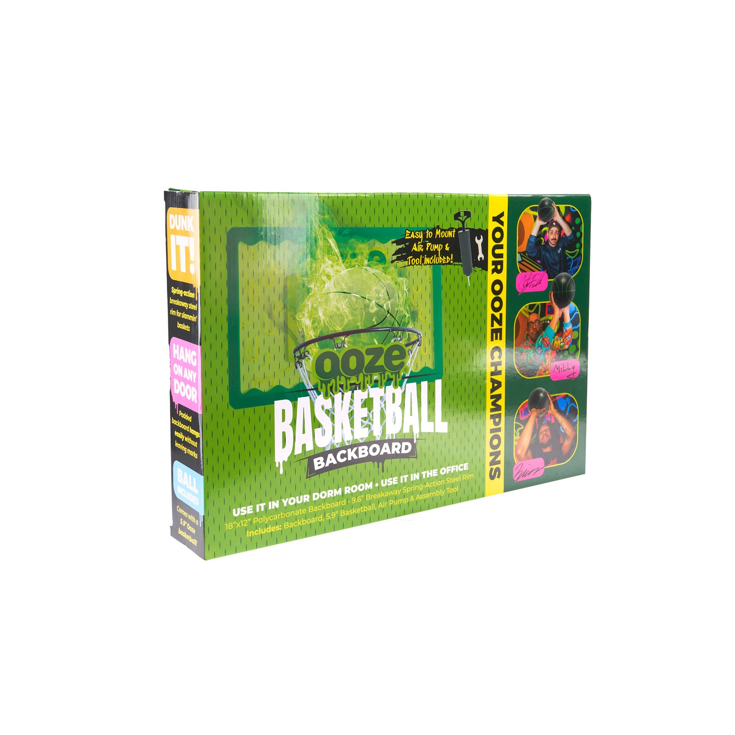 The front of the box for the Ooze Mini Basketball Hoop Set