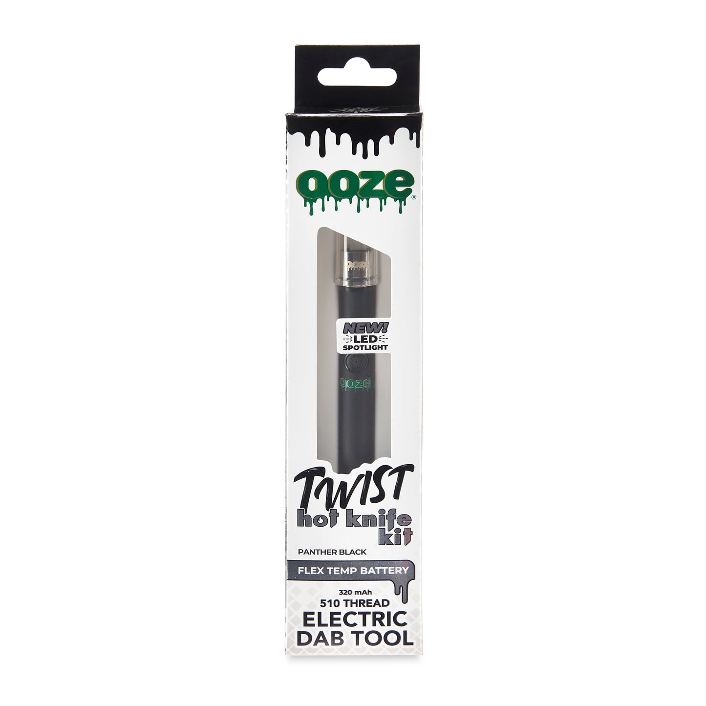 The panther black Ooze Hot Knife 2.0 is upright in the original packaging.