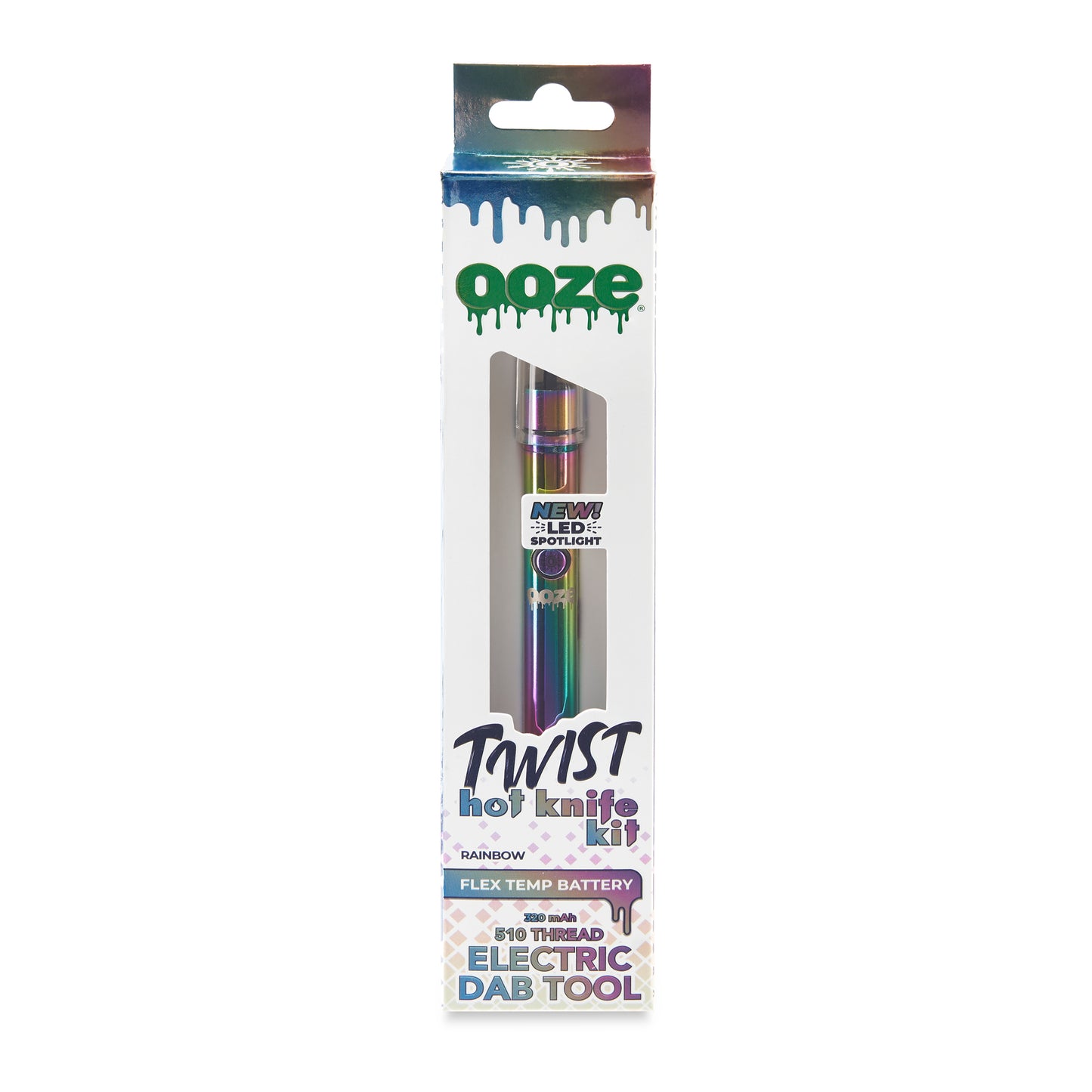 The rainbow Ooze Twist Hot Knife 2.0 is in the box.