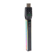angled view of rainbow Quad 2 square vape including USB charger