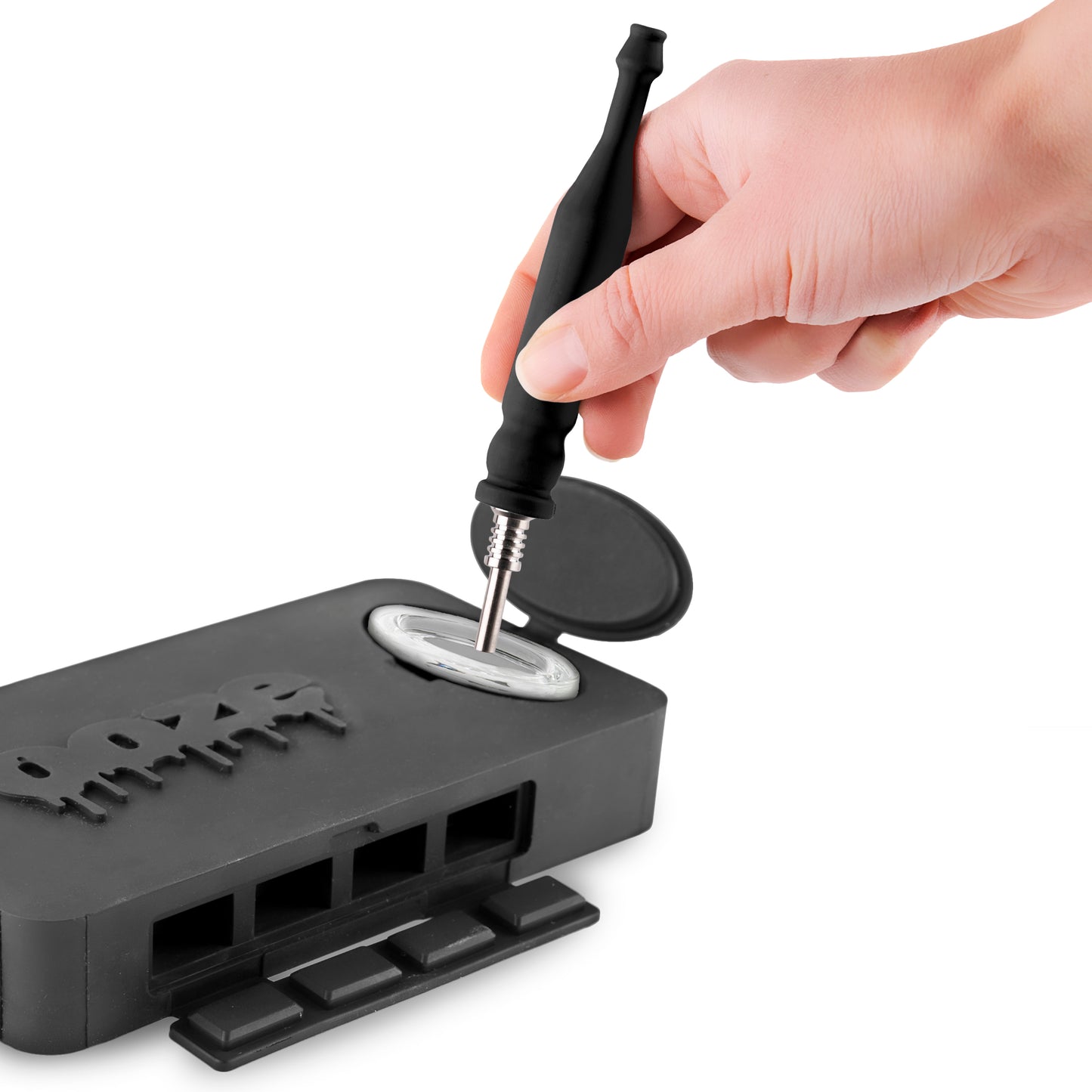Ooze Slugger Dabbin' Dugout Silicone Travel Dab Kit - Panther Black