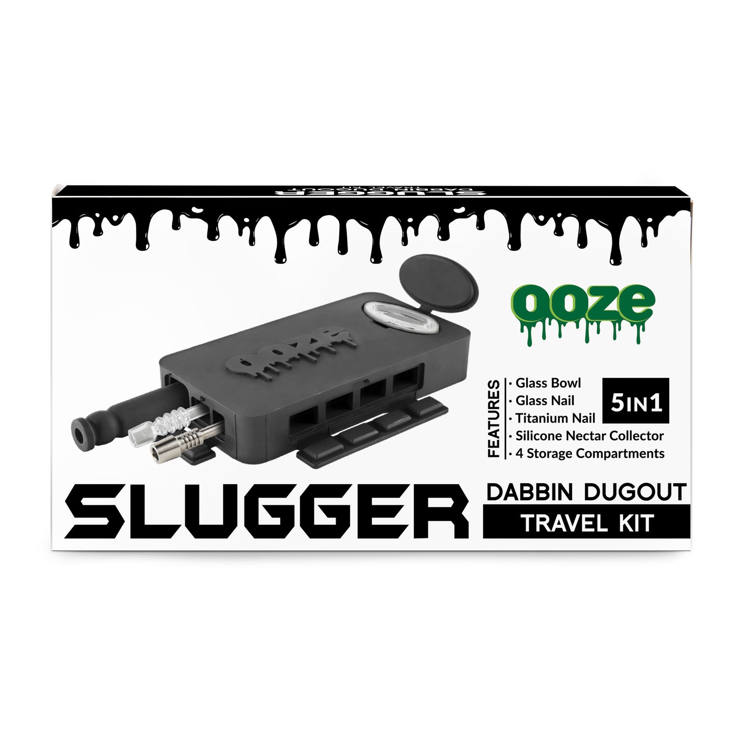 Ooze Slugger Dabbin' Dugout Silicone Travel Dab Kit - Panther Black