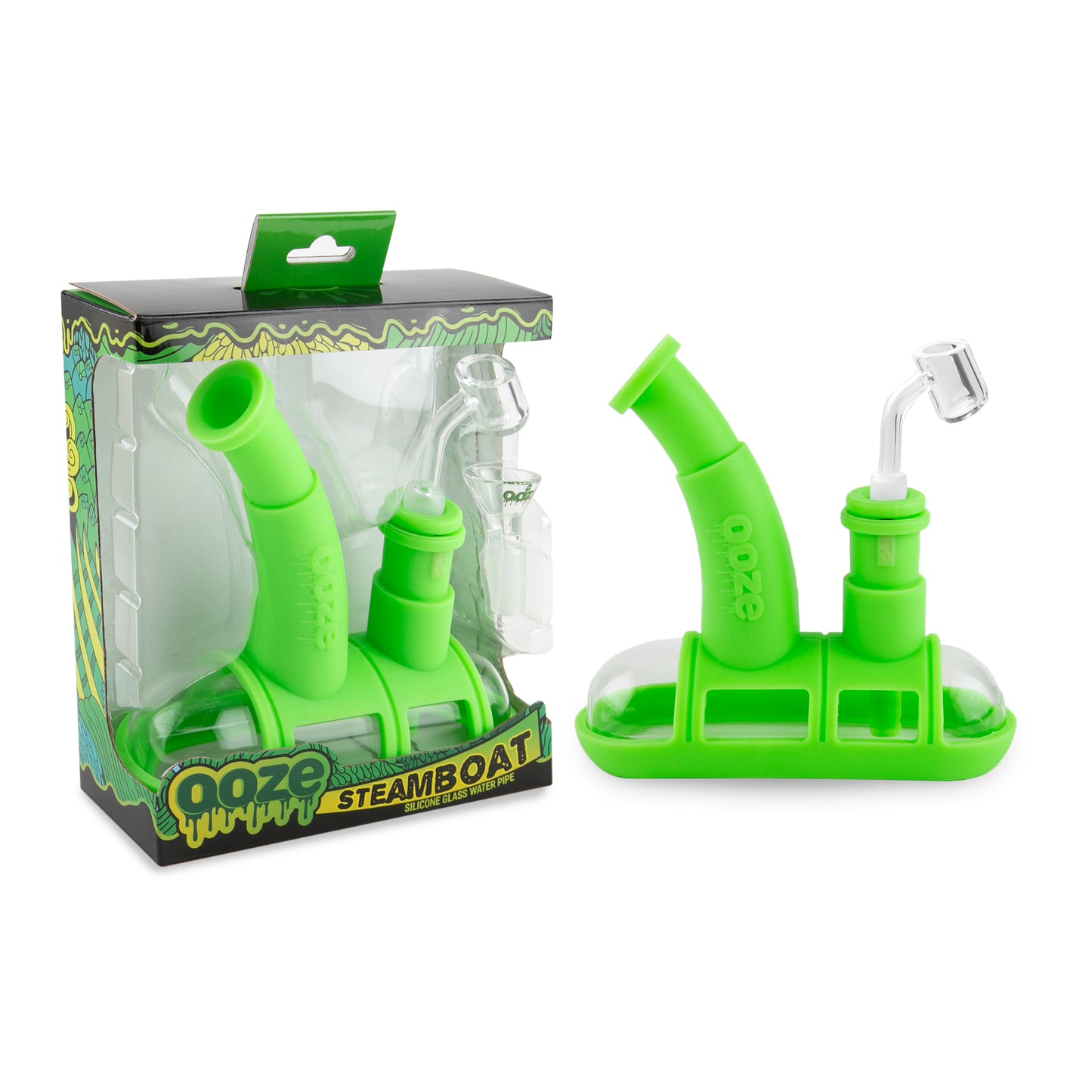 Ooze Steamboat Silicone Water Bubbler & Dab Rig - Slime Green