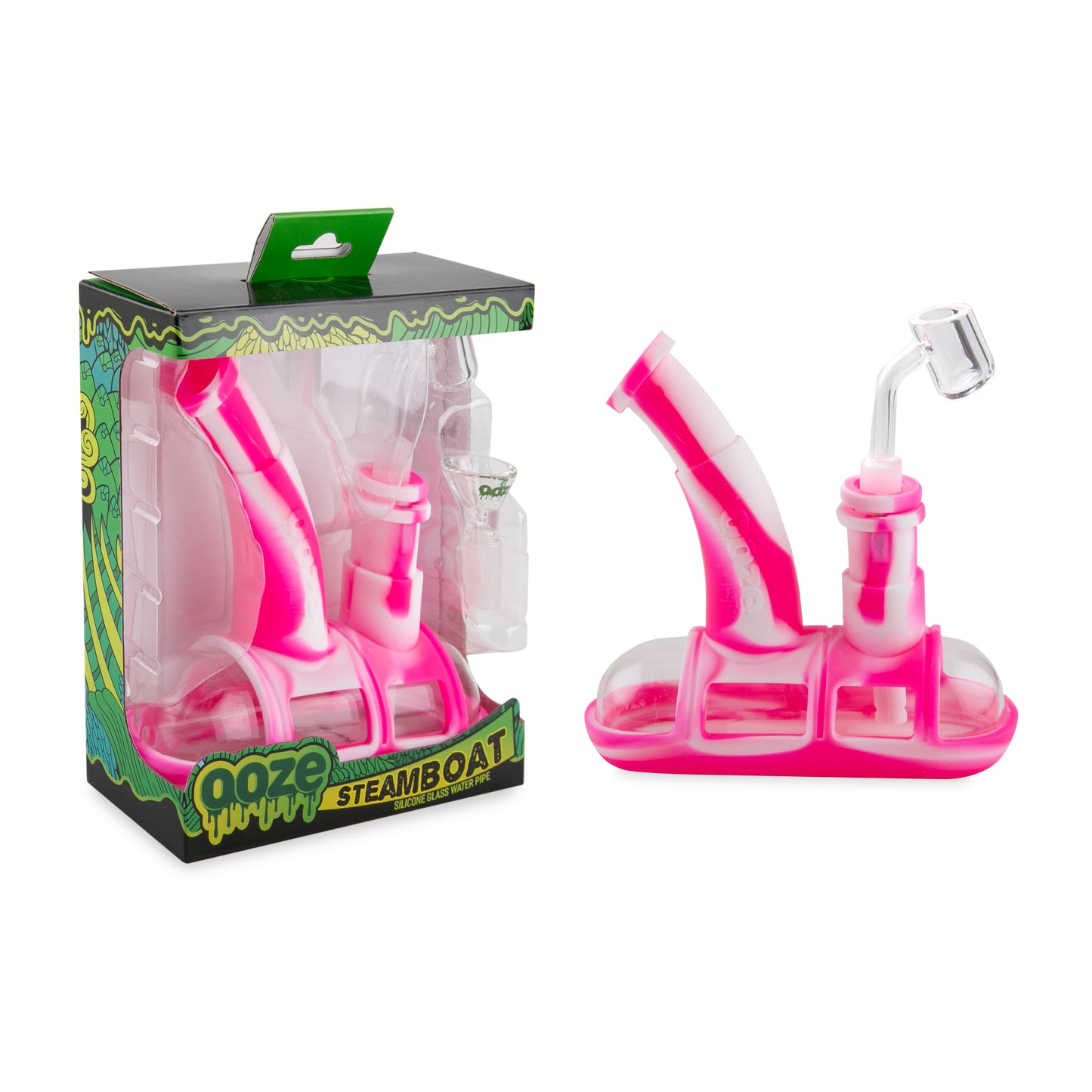 Ooze Steamboat Silicone Water Bubbler & Dab Rig - Flamingo