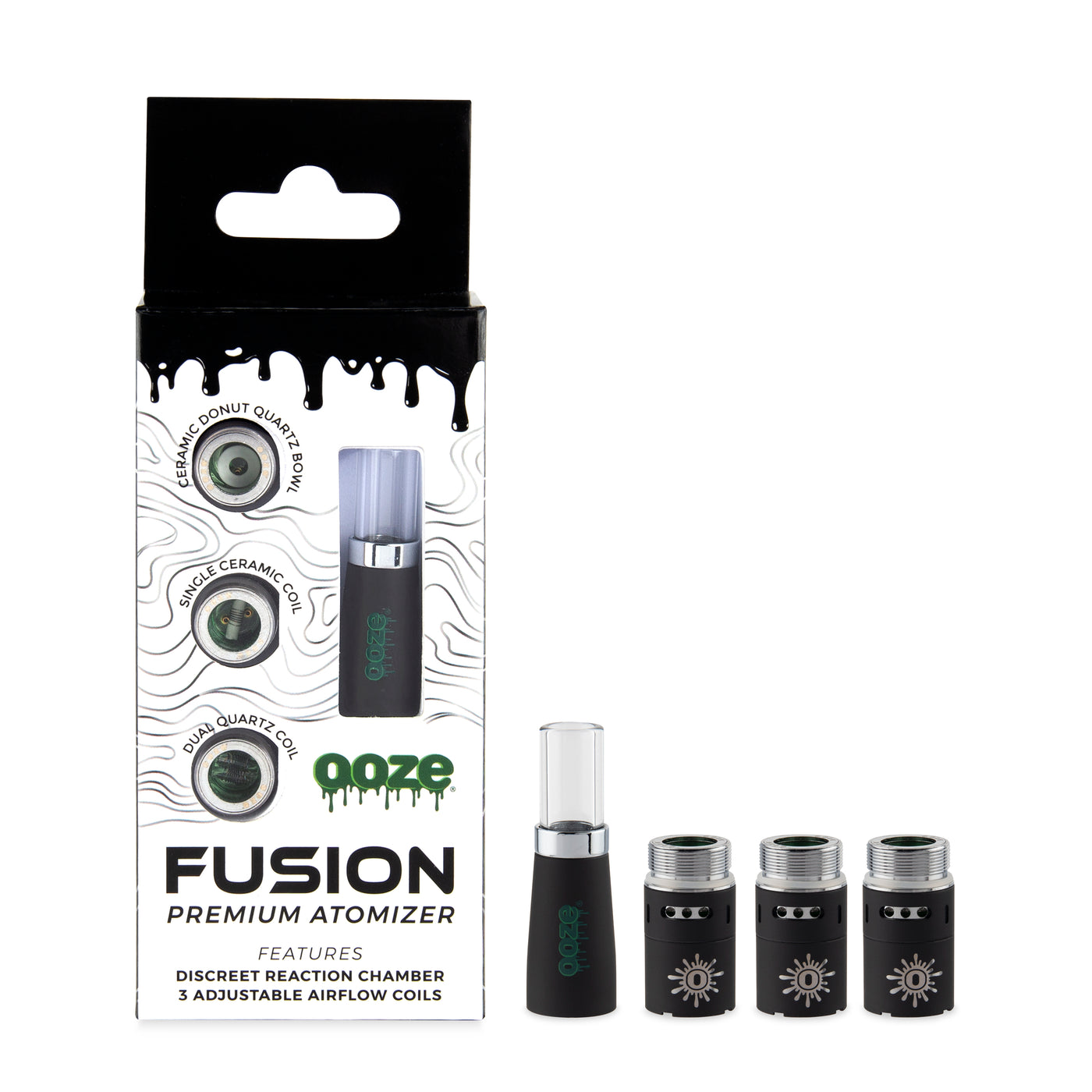 Ooze Fusion Vaporizer Replacement Atomizer 3-Pack + Mouthpiece - Panther Black