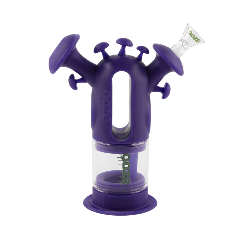 Purple silicone Trip mushroom bong with the glass bowl inserted
