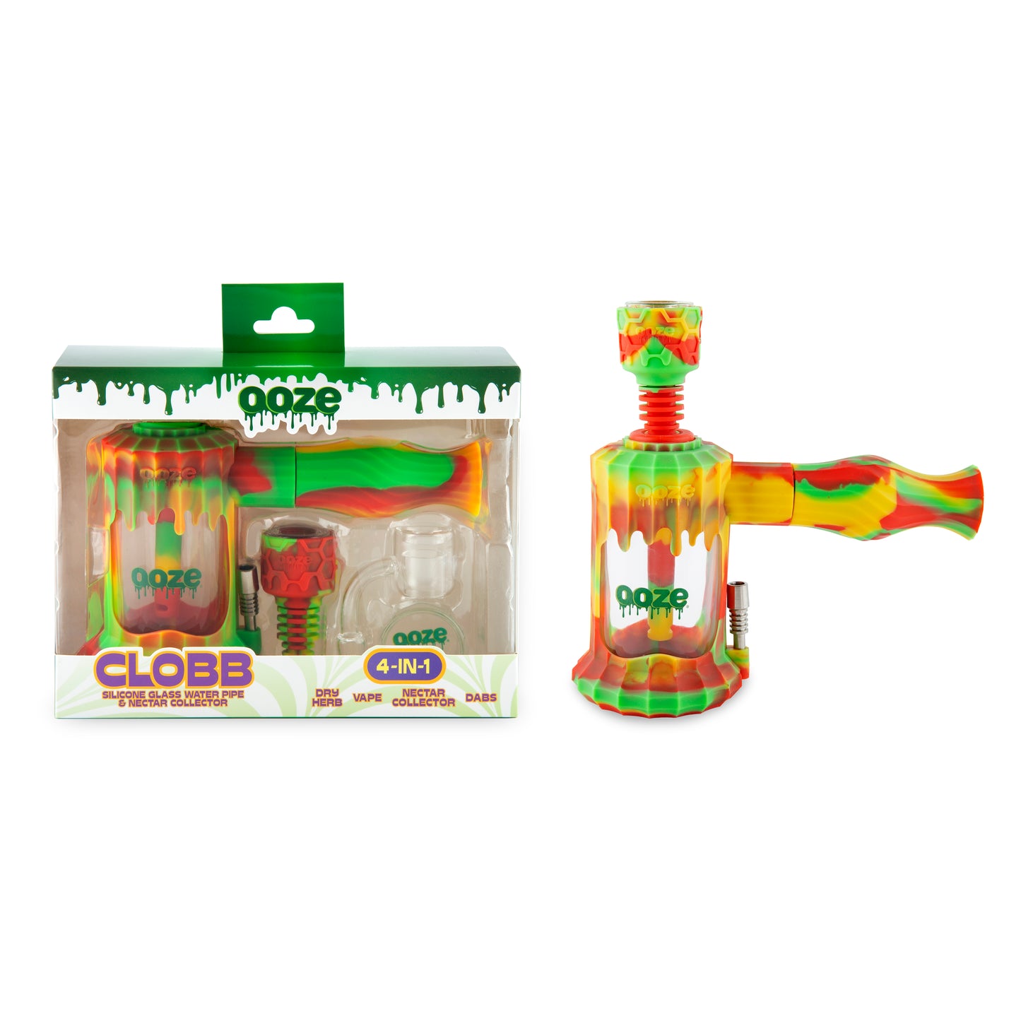 Clobb – Silicone Glass 4-in-1 Hybrid - Rasta