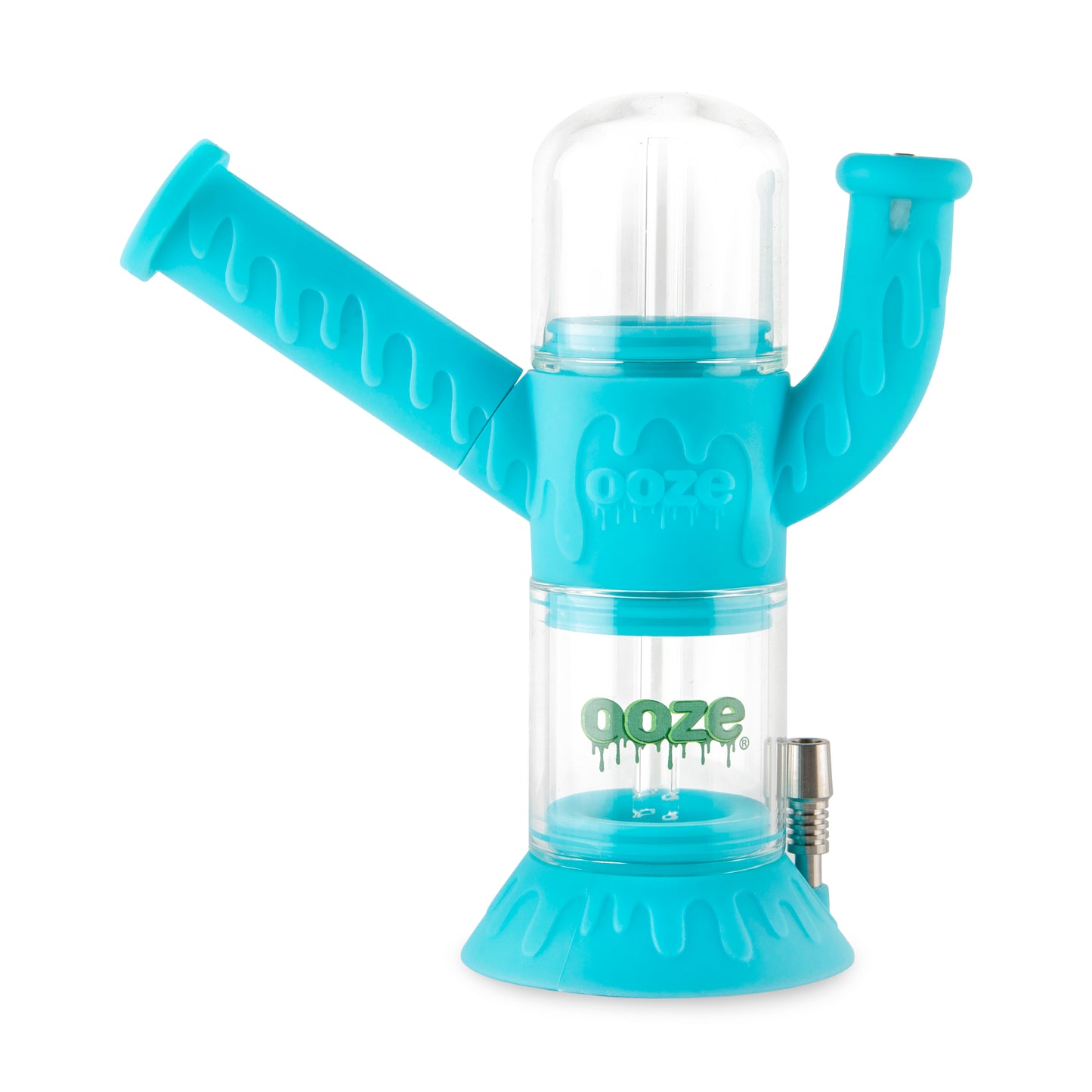 Ooze Cranium Silicone Water Pipe, Dab Rig & Dab Straw - Aqua Teal