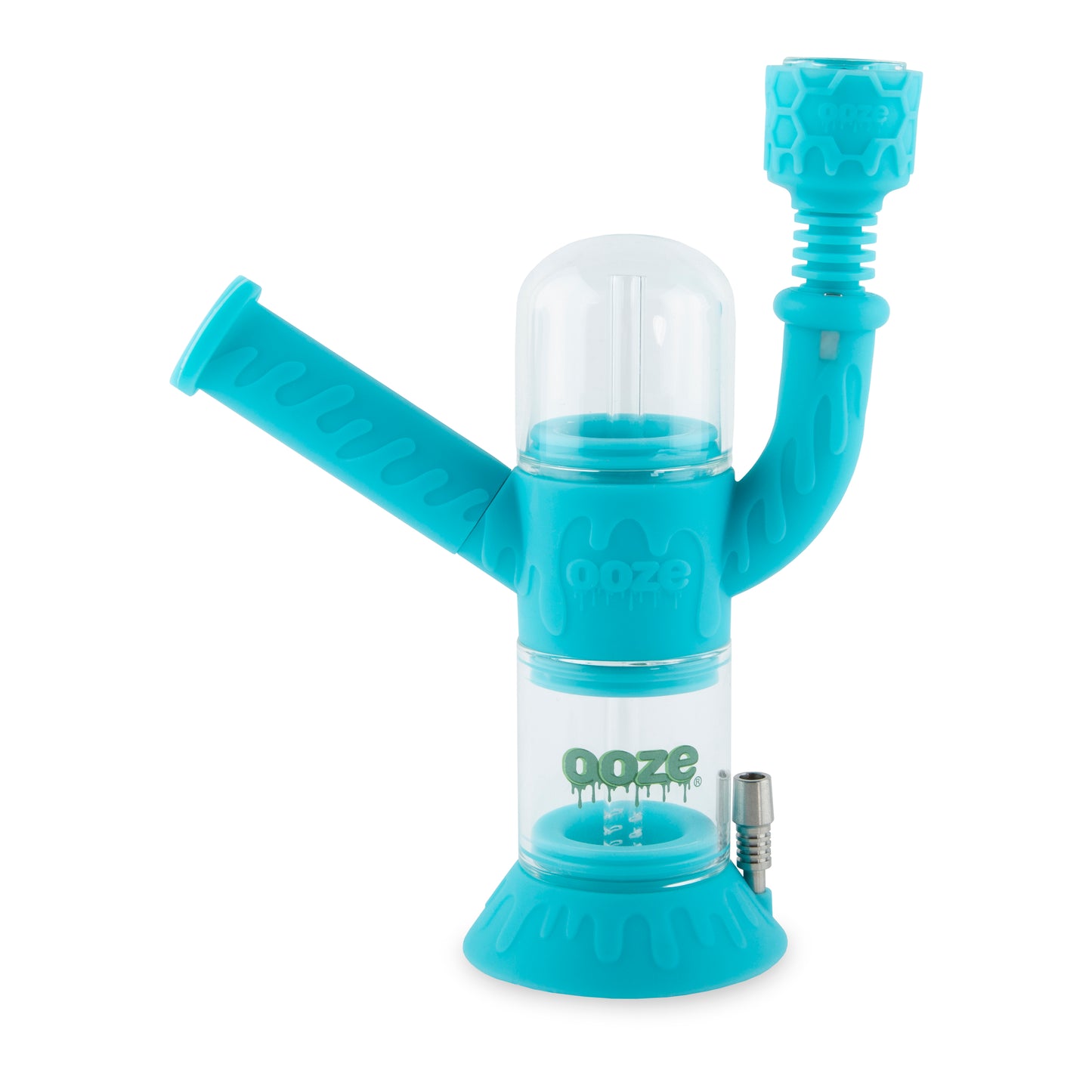 Ooze Cranium Silicone Water Pipe, Dab Rig & Dab Straw - Aqua Teal
