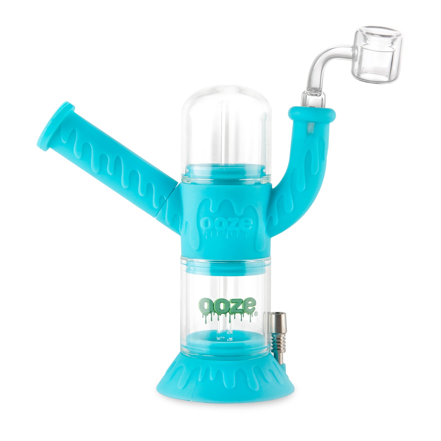 Ooze Cranium Silicone Water Pipe, Dab Rig & Dab Straw - Aqua Teal