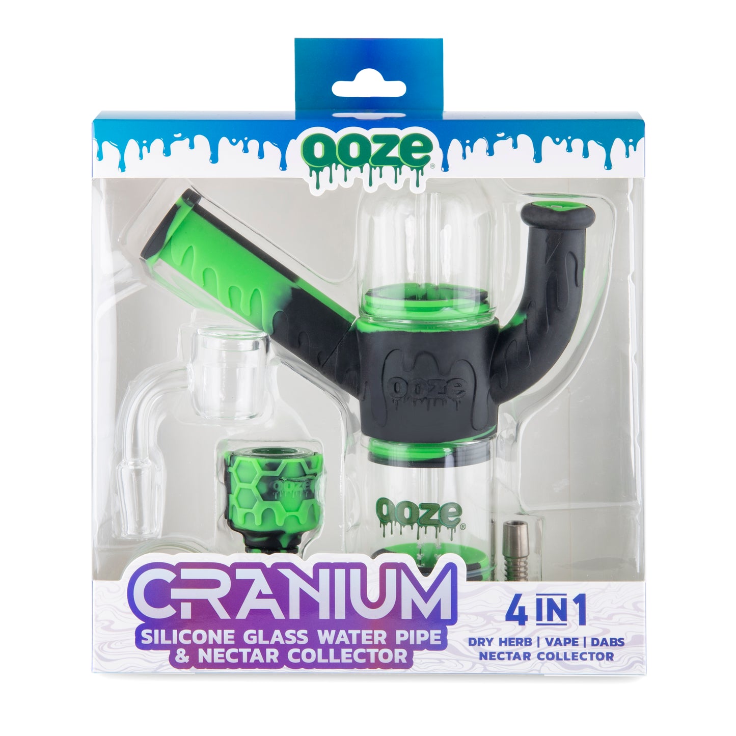 Ooze Cranium Silicone Water Pipe, Dab Rig & Dab Straw - Chameleon