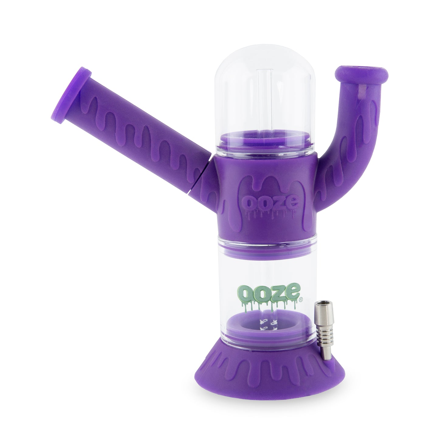Ooze Cranium Silicone Water Pipe, Dab Rig & Dab Straw - Ultra Purple