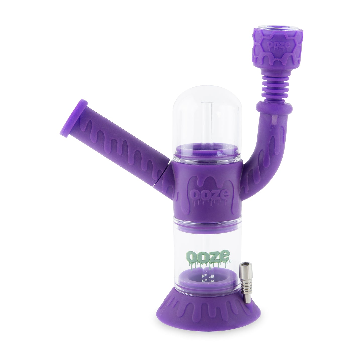 Ooze Cranium Silicone Water Pipe, Dab Rig & Dab Straw - Ultra Purple