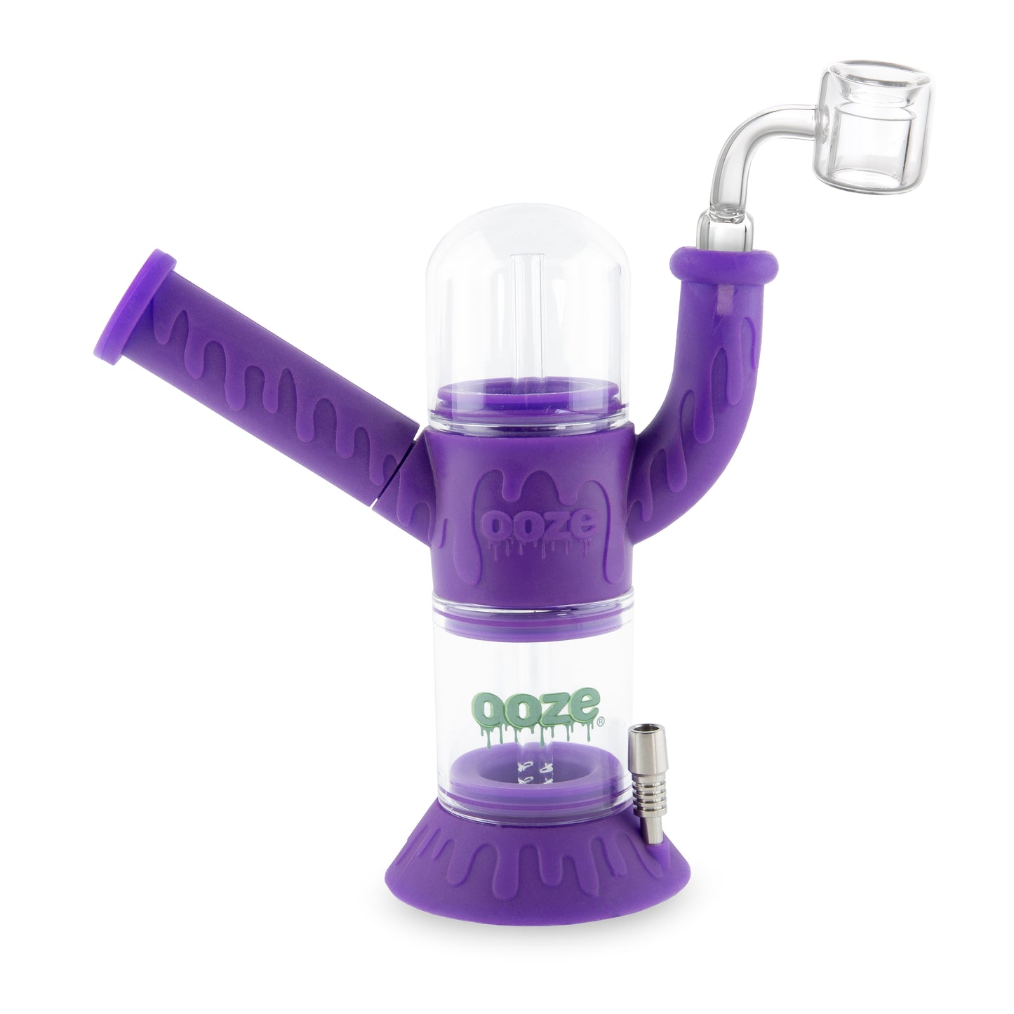 Ooze Cranium Silicone Water Pipe, Dab Rig & Dab Straw - Ultra Purple