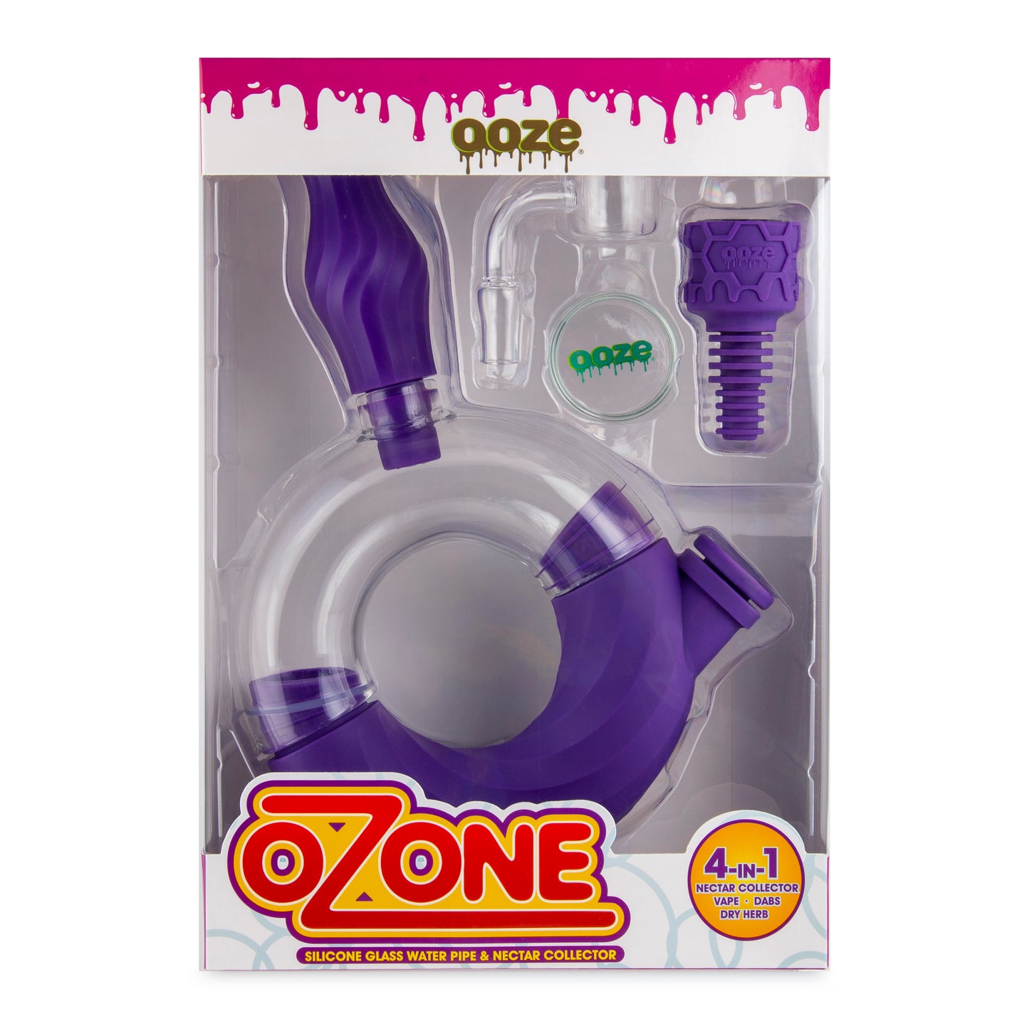 Ooze Ozone Silicone Water Pipe, Dab Rig & Dab Straw - Ultra Purple