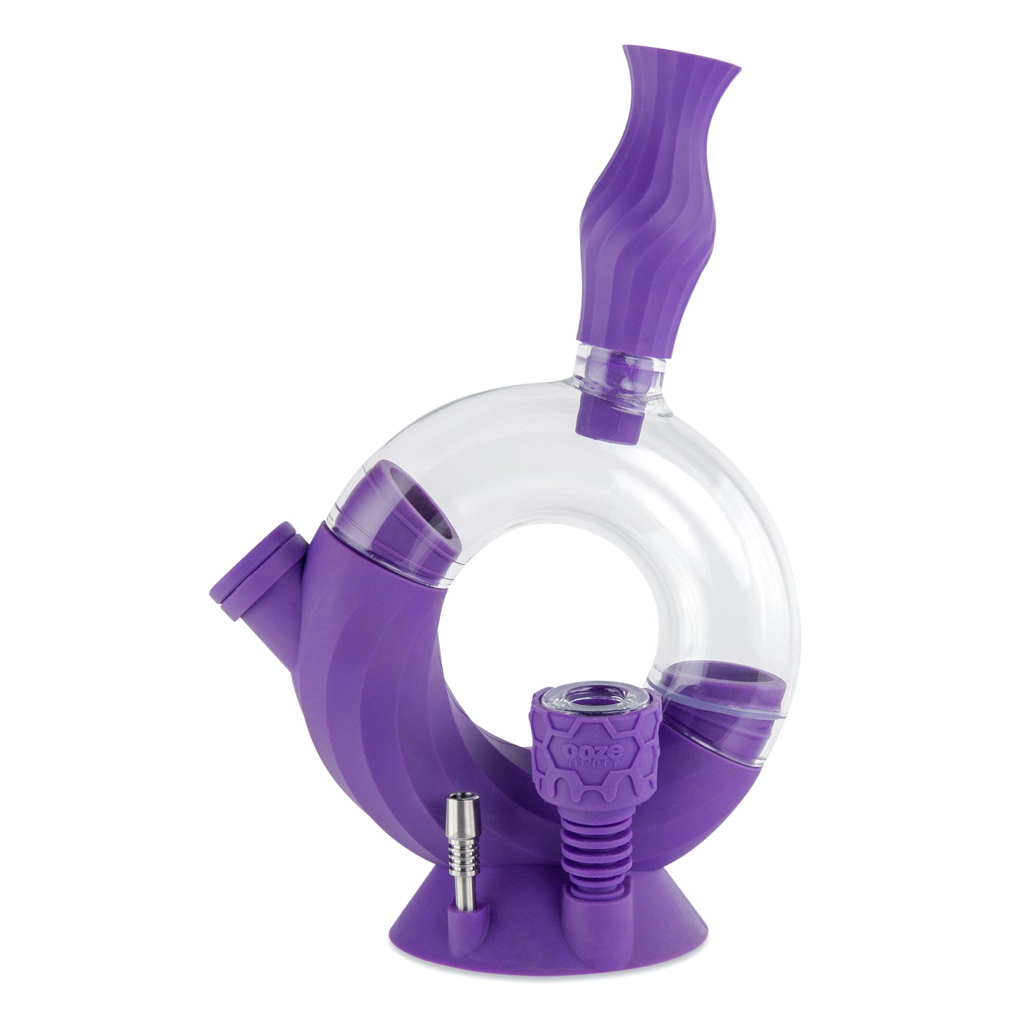 Ooze Ozone Silicone Water Pipe, Dab Rig & Dab Straw - Ultra Purple
