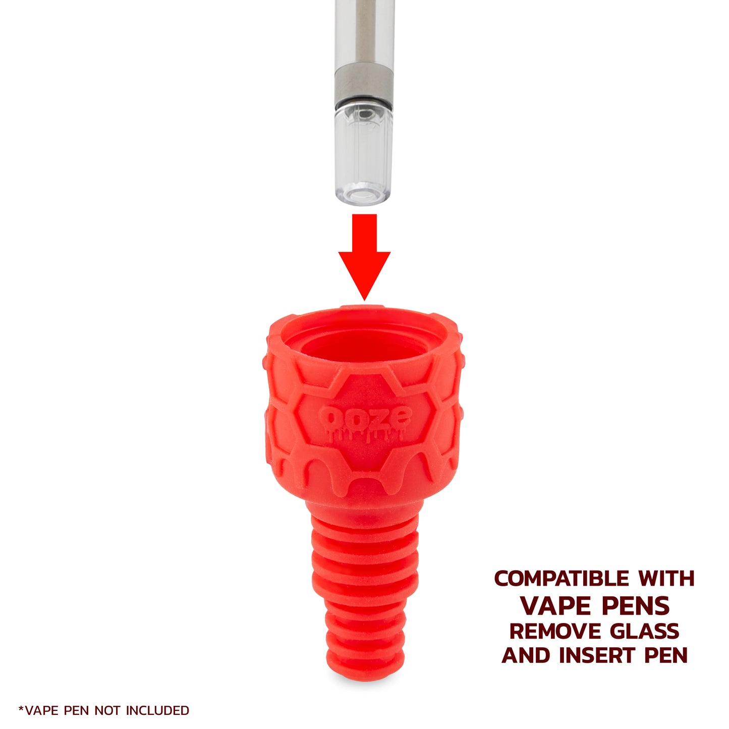 Ooze Swerve Silicone Water Pipe, Dab Rig & Dab Straw - Scarlet