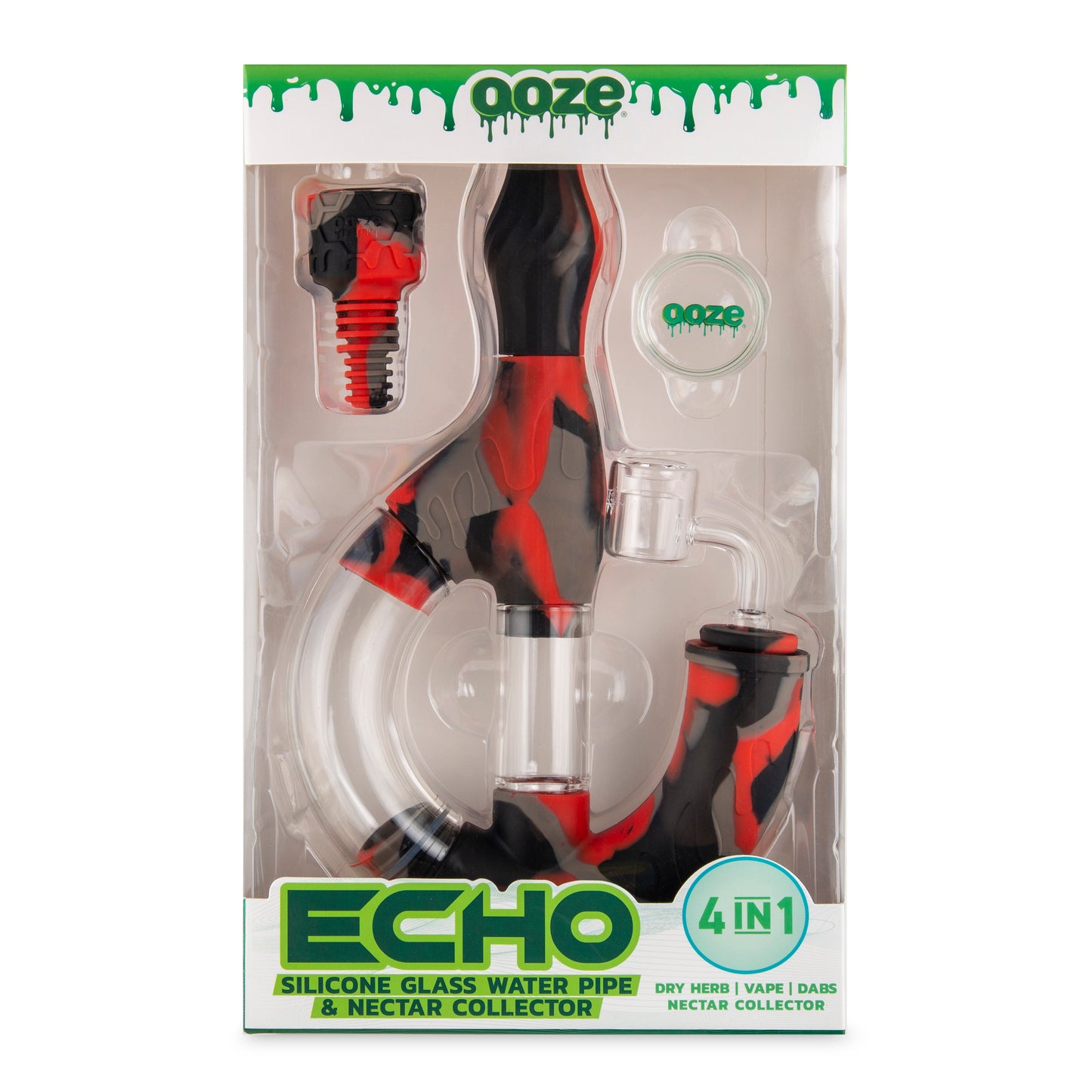 Ooze Echo Silicone Water Pipe, Dab Rig & Dab Straw - After Midnight