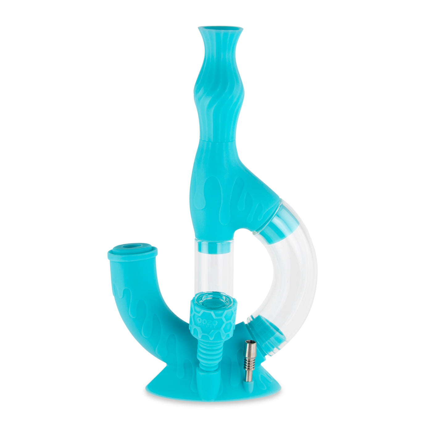 Ooze Echo Silicone Water Pipe, Dab Rig & Dab Straw - Aqua Teal