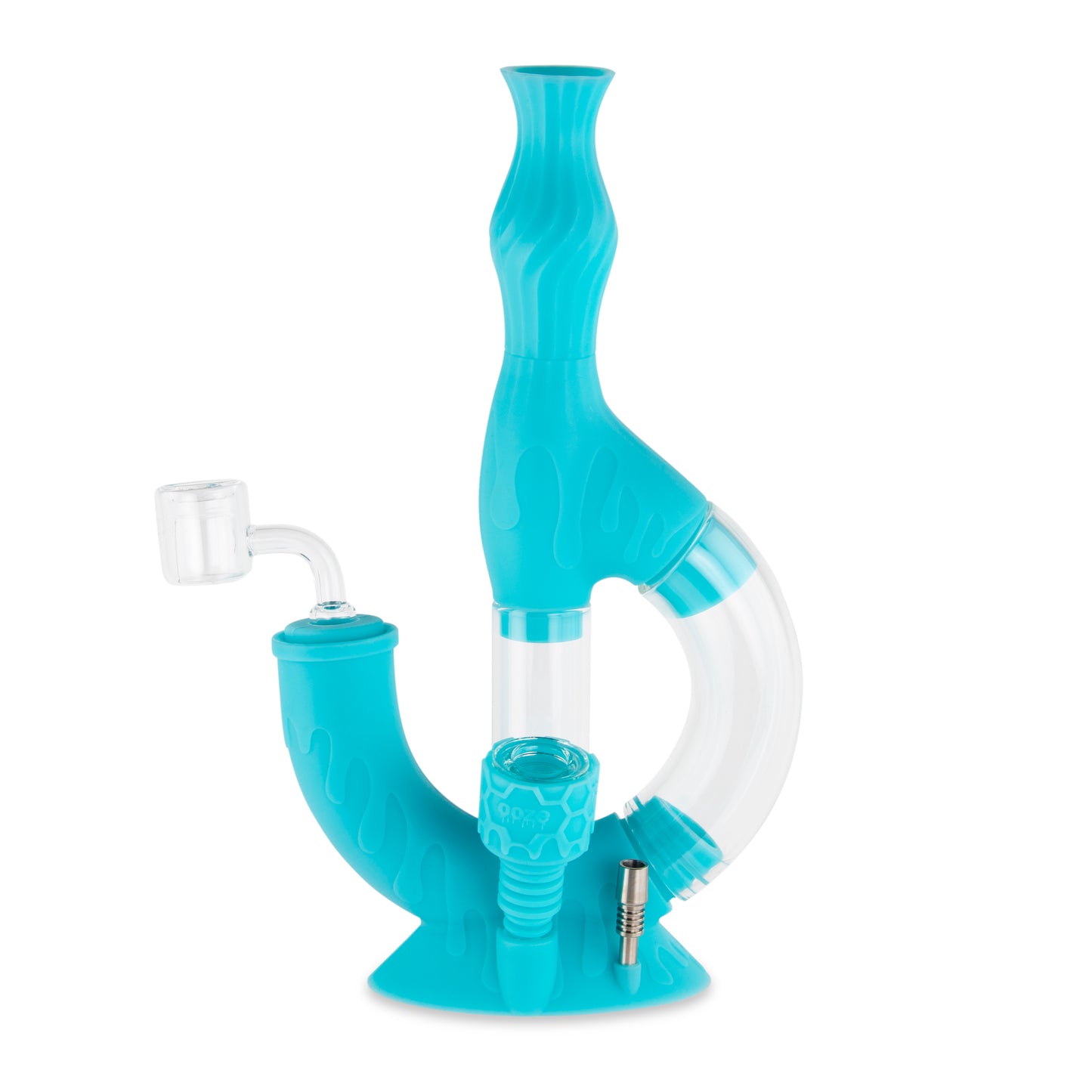 Ooze Echo Silicone Water Pipe, Dab Rig & Dab Straw - Aqua Teal