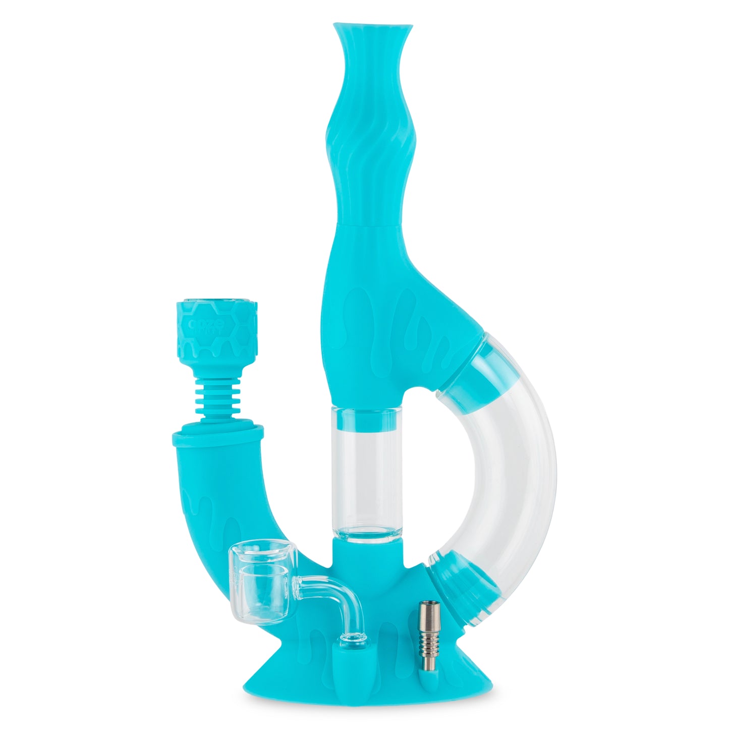 Ooze Echo Silicone Water Pipe, Dab Rig & Dab Straw - Aqua Teal