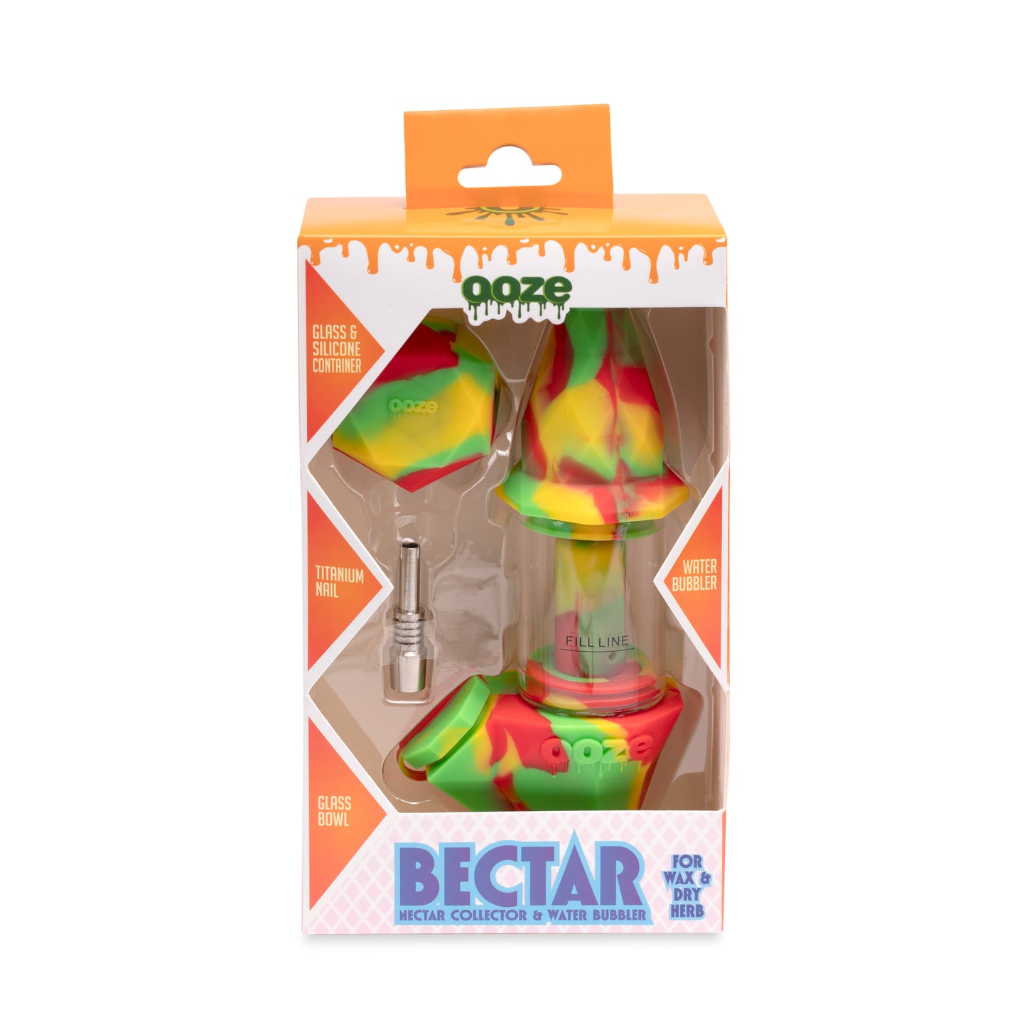 Bectar – Silicone Bubbler & Dab Straw – Rasta