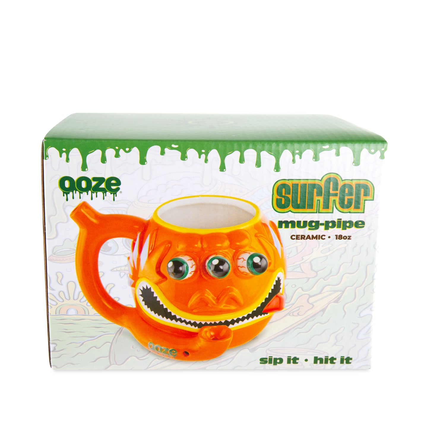 Ooze Ceramic Wake & Bake Mug Pipe - Surfer