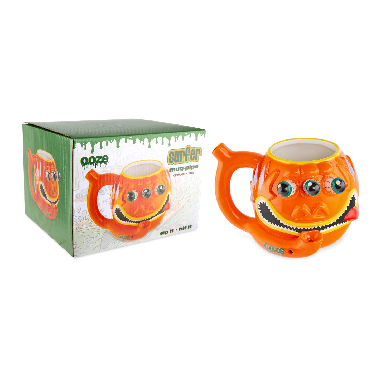 Ooze Ceramic Wake & Bake Mug Pipe - Surfer