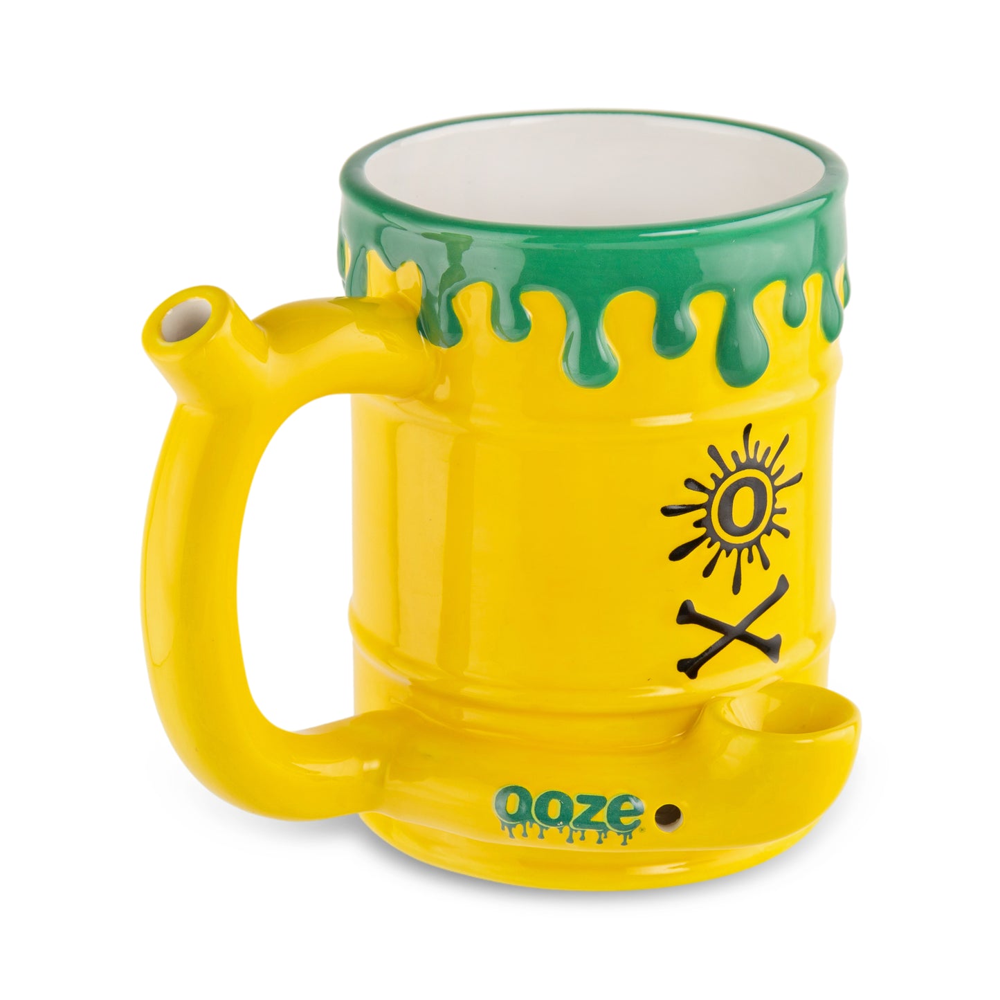 Ooze Ceramic Wake & Bake Mug Pipe - Toxic Waste Barrel