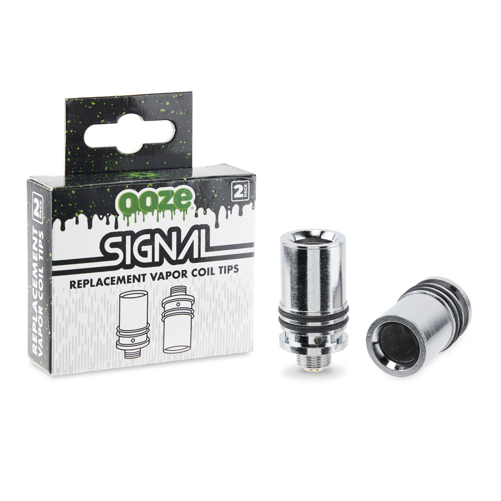 The packaging and two Ooze Signal vapor coils are shown against a white background.