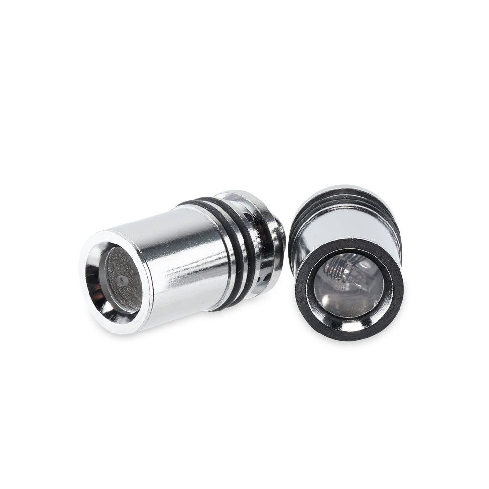 Two Ooze Signal vapor coils are on their sides to show the dual quartz rod coils inside.