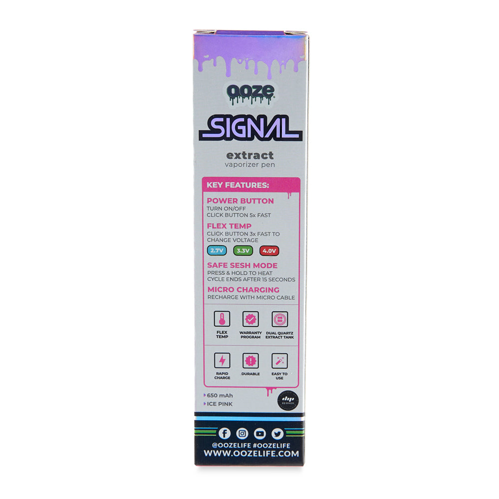 back view of pink Signal wax pen product box