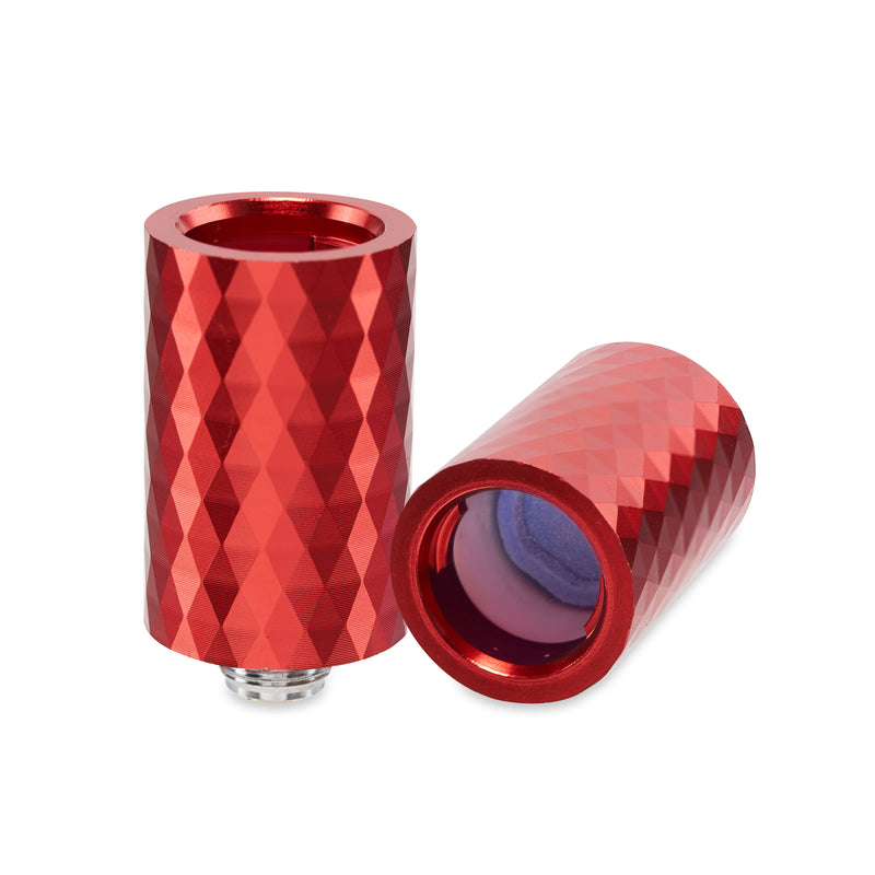 Two red Beacon onyx atomizers are shown together without moutpieces