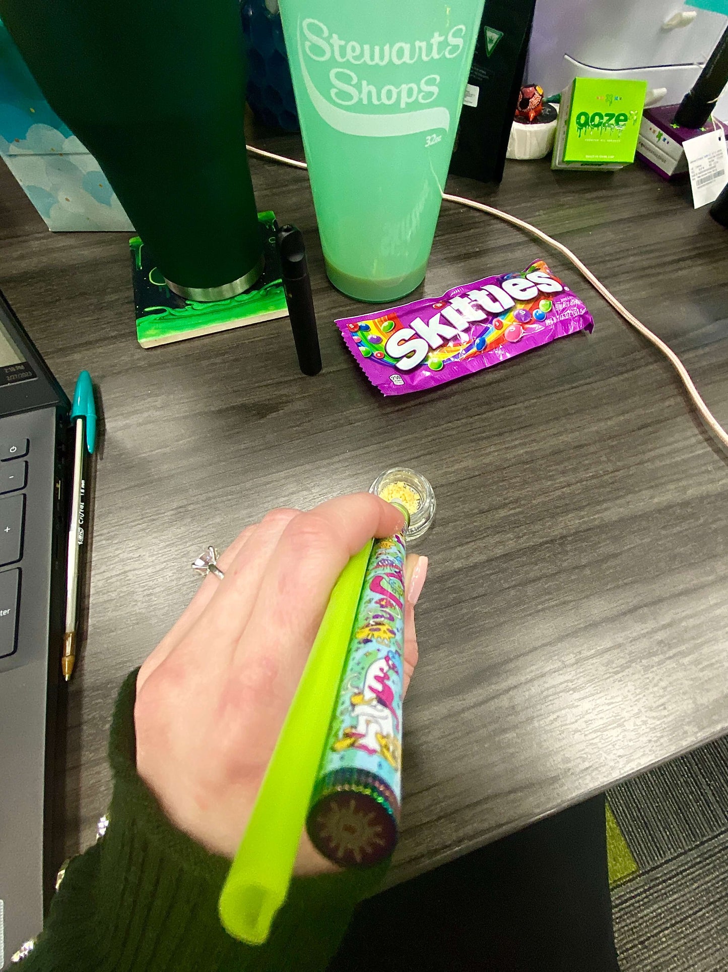 Ooze X Stache Connectar - 510 Dab Straw Attachment - Green