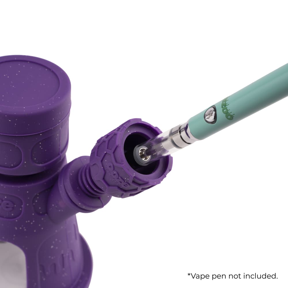 Ooze Hyborg Silicone Glass 4-In-1 Hybrid Water Pipe And Nectar Collector - Shimmer Purple