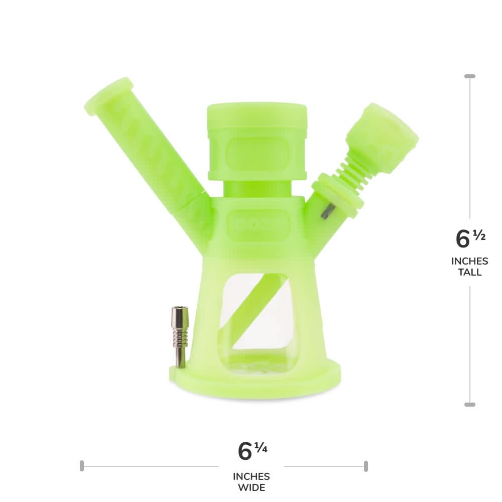 Ooze Hyborg Silicone Glass 4-In-1 Hybrid Water Pipe And Nectar Collector - Green Glow