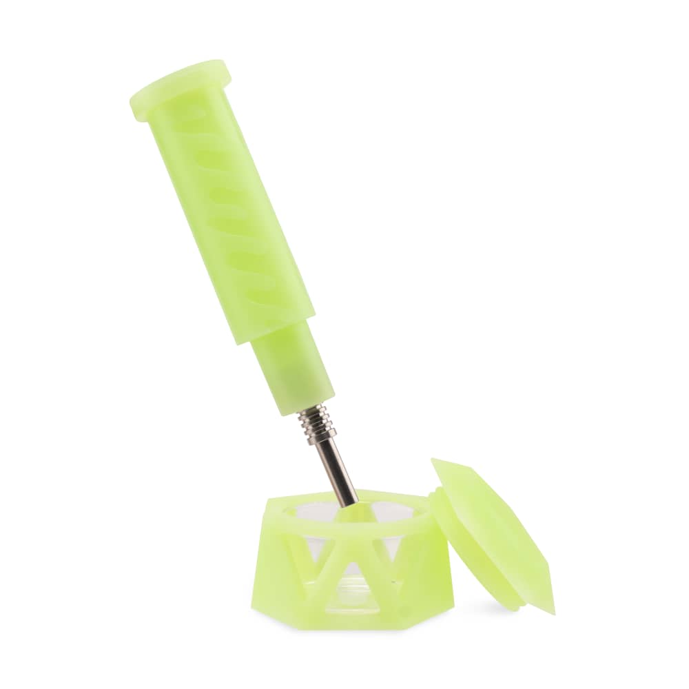 Ooze Hyborg Silicone Glass 4-In-1 Hybrid Water Pipe And Nectar Collector - Green Glow