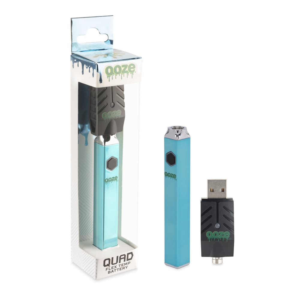 Ooze Arctic Blue Quad 510 Thead 500 Mah Square Vape Pen Battery + Usb Charger