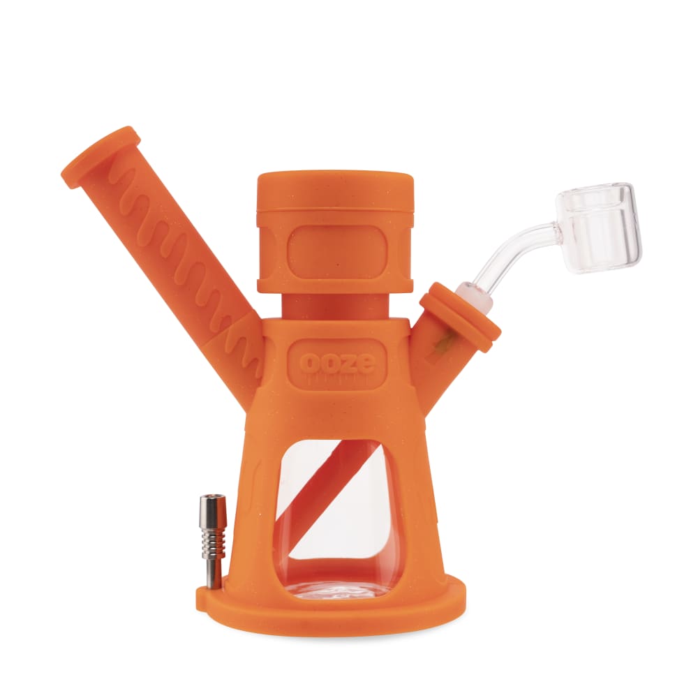 Ooze Hyborg Silicone Glass 4-In-1 Hybrid Water Pipe And Nectar Collector - Orange Burst