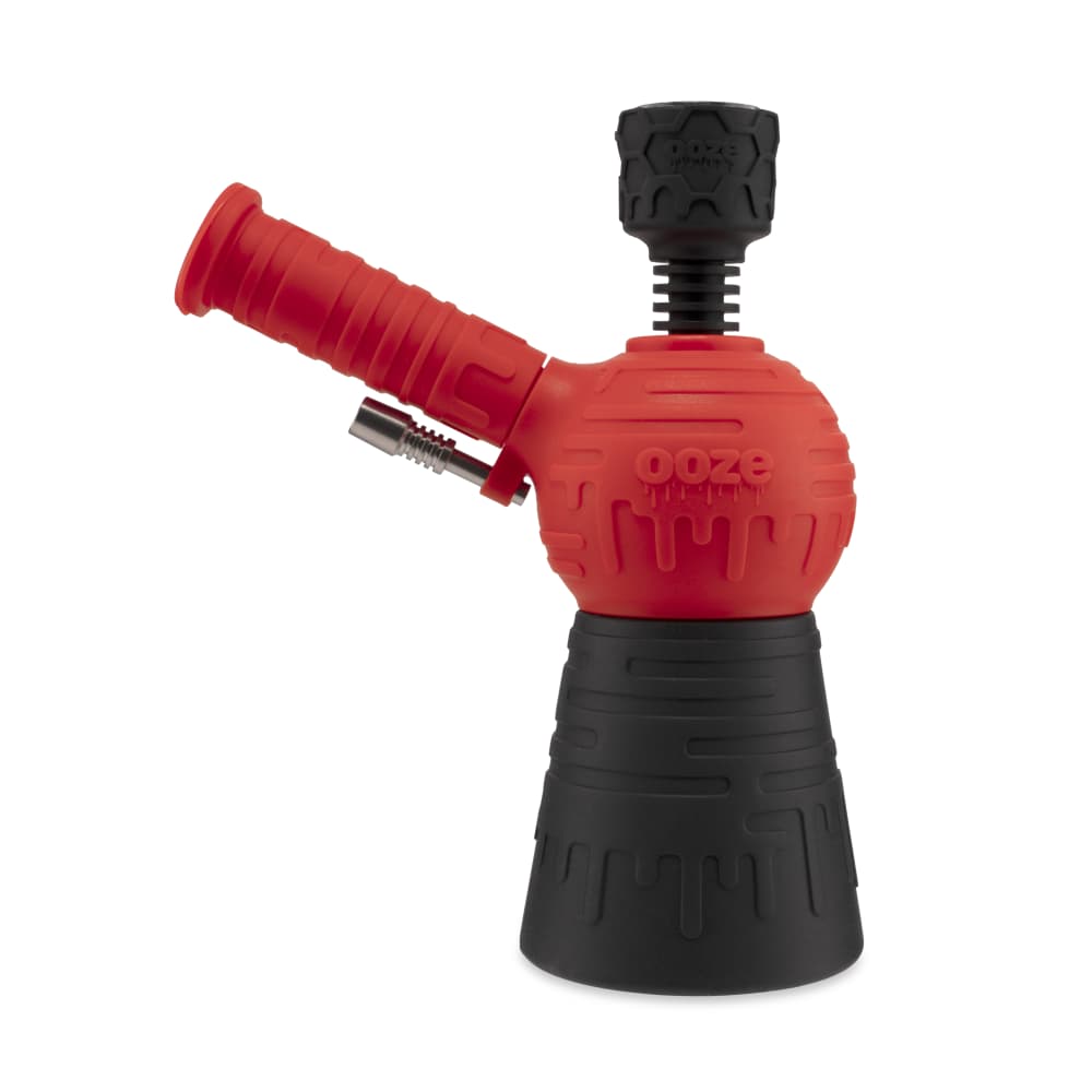 Ooze Blaster Silicone Glass 4-In-1 Hybrid Water Pipe And Nectar Collector - Scarlet Black