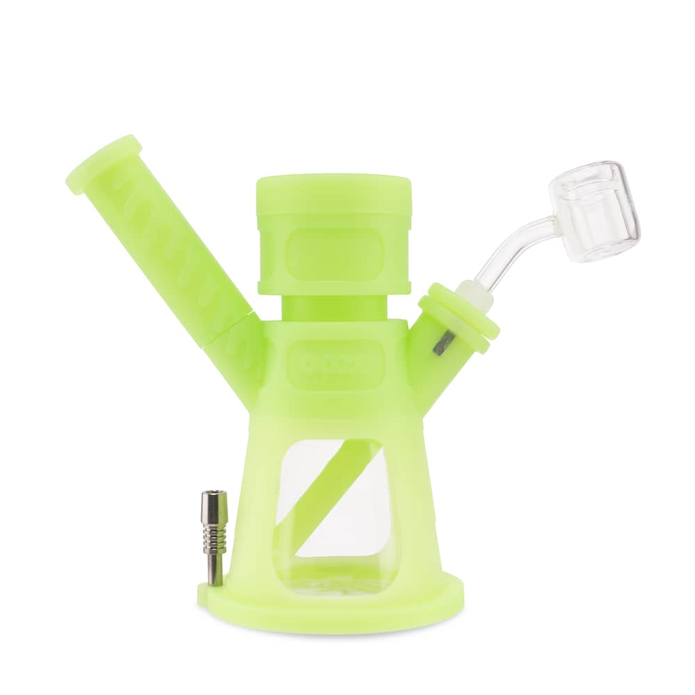 Ooze Hyborg Silicone Glass 4-In-1 Hybrid Water Pipe And Nectar Collector - Green Glow