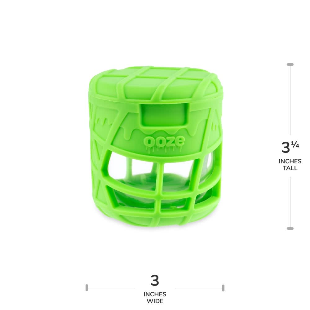 Ooze Prizm Green Silicone-Wrapped Glass Stash Jar