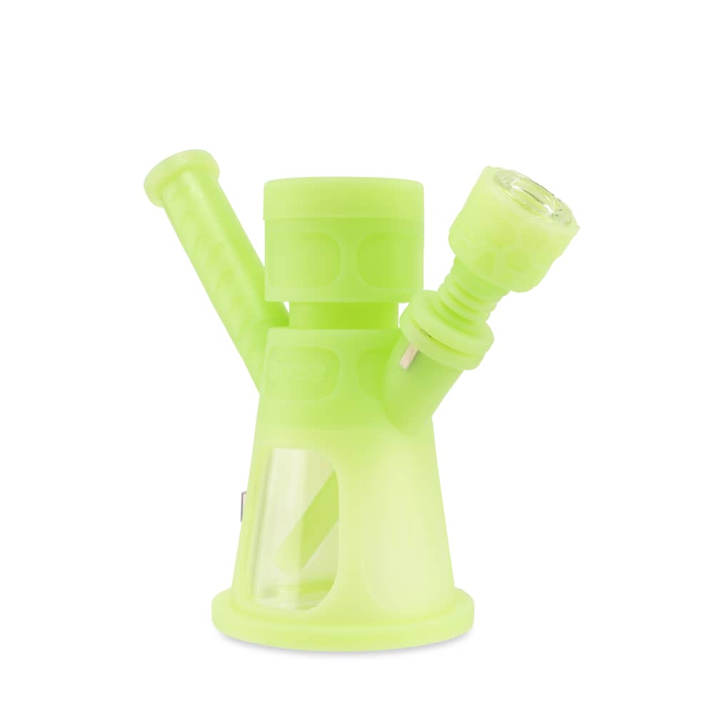 Ooze Hyborg Silicone Glass 4-In-1 Hybrid Water Pipe And Nectar Collector - Green Glow