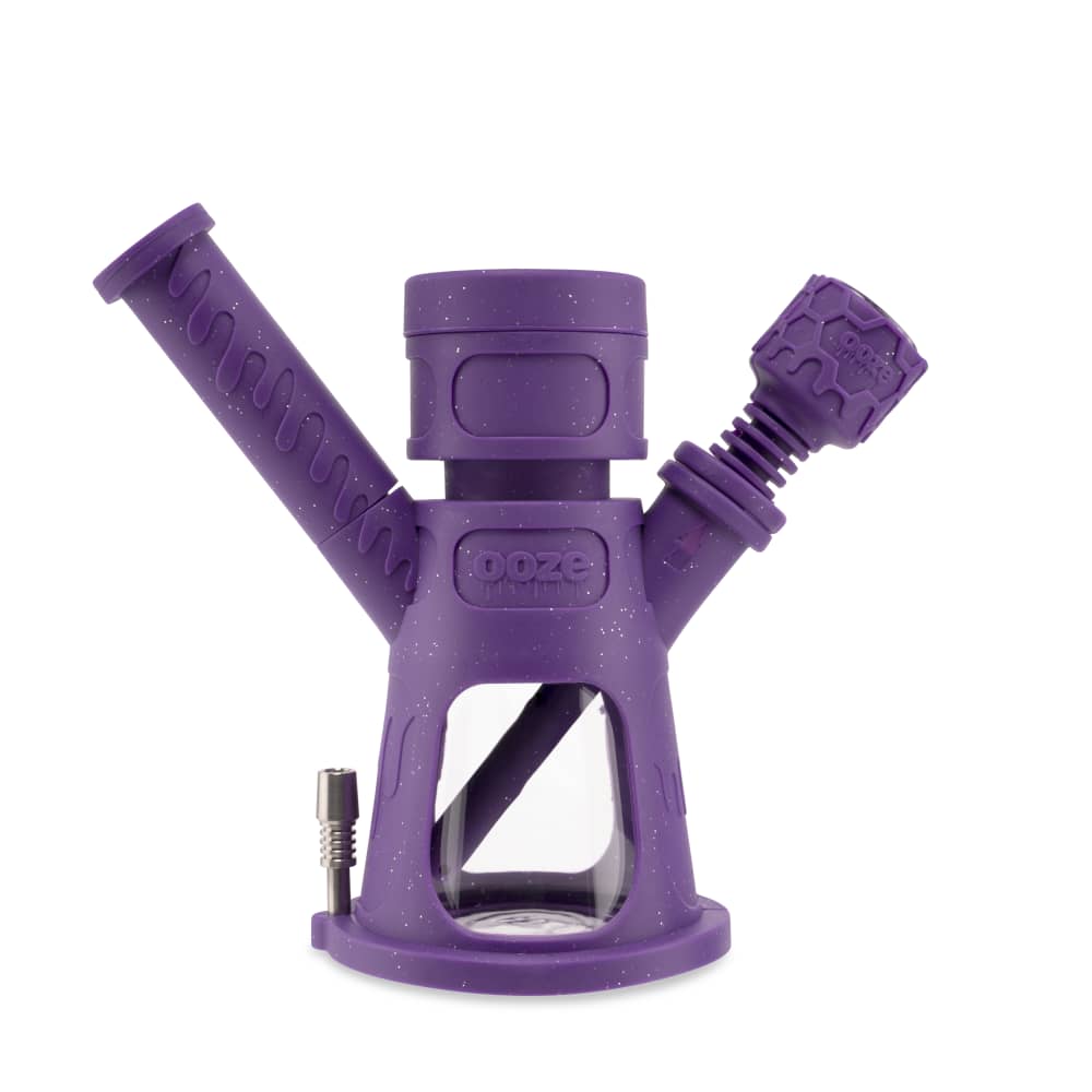 Ooze Hyborg Silicone Glass 4-In-1 Hybrid Water Pipe And Nectar Collector - Shimmer Purple
